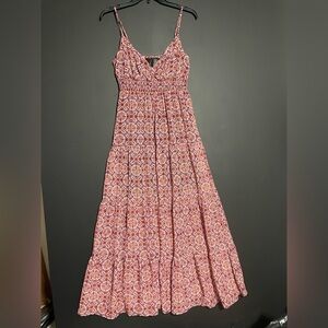 Fire Los Angeles Pink and White Patterned Maxi Dress